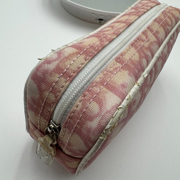 Christian Dior-Authentic-Rare Cosmetic Bag Pouch Pink and White Coated Canvas - Picture 4 of 11